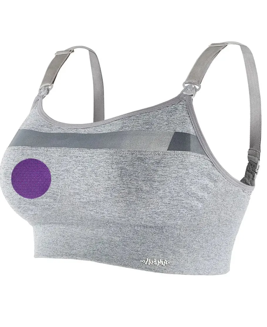 Cache Cœur Sportswear De Maternité | Soutiens-gorge Sans Armatures-Brassière de sport de grossesse et d’allaitement Woma gris