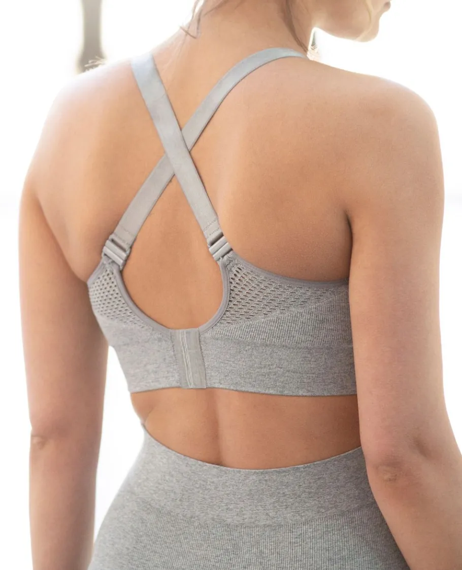Cache Cœur Sportswear De Maternité | Soutiens-gorge Sans Armatures-Brassière de sport de grossesse et d’allaitement Woma gris