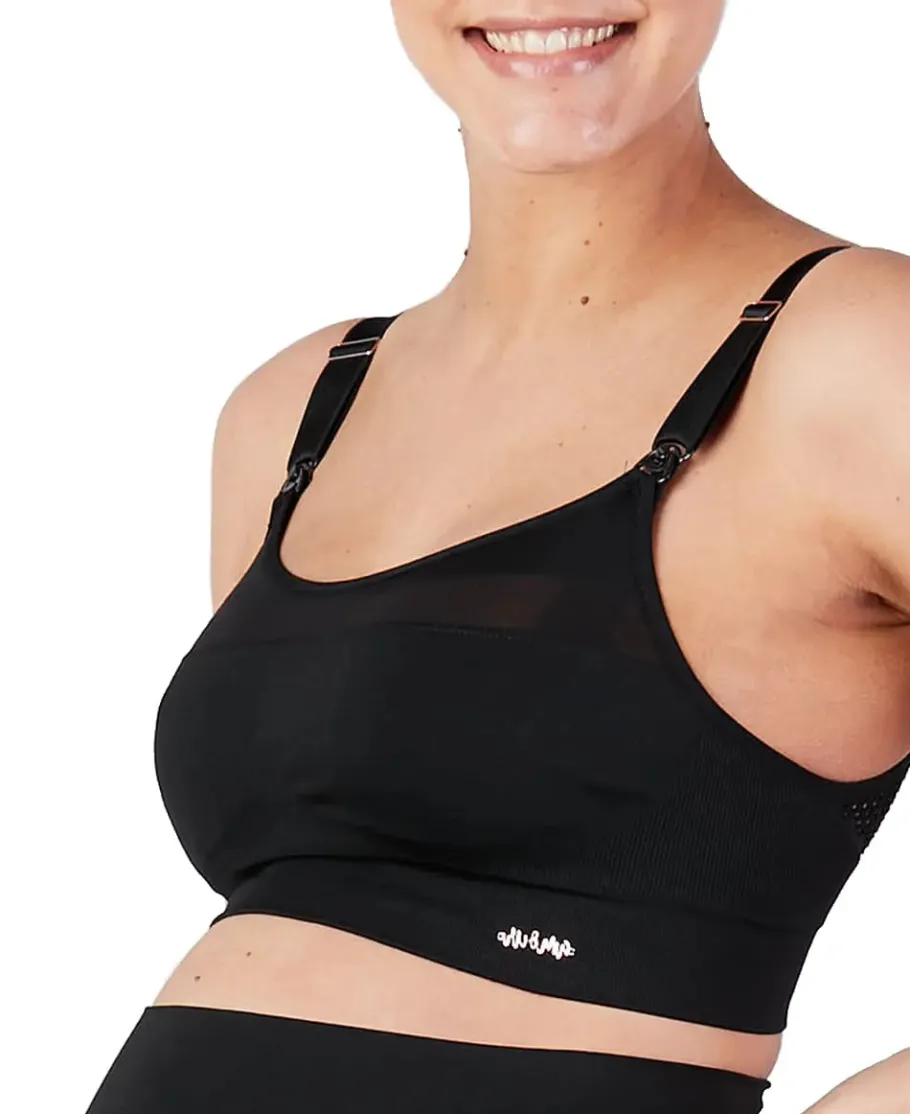 Cache Cœur Sportswear De Maternité | Soutiens-gorge Sans Armatures-Brassière de sport de grossesse et d’allaitement Woma noir