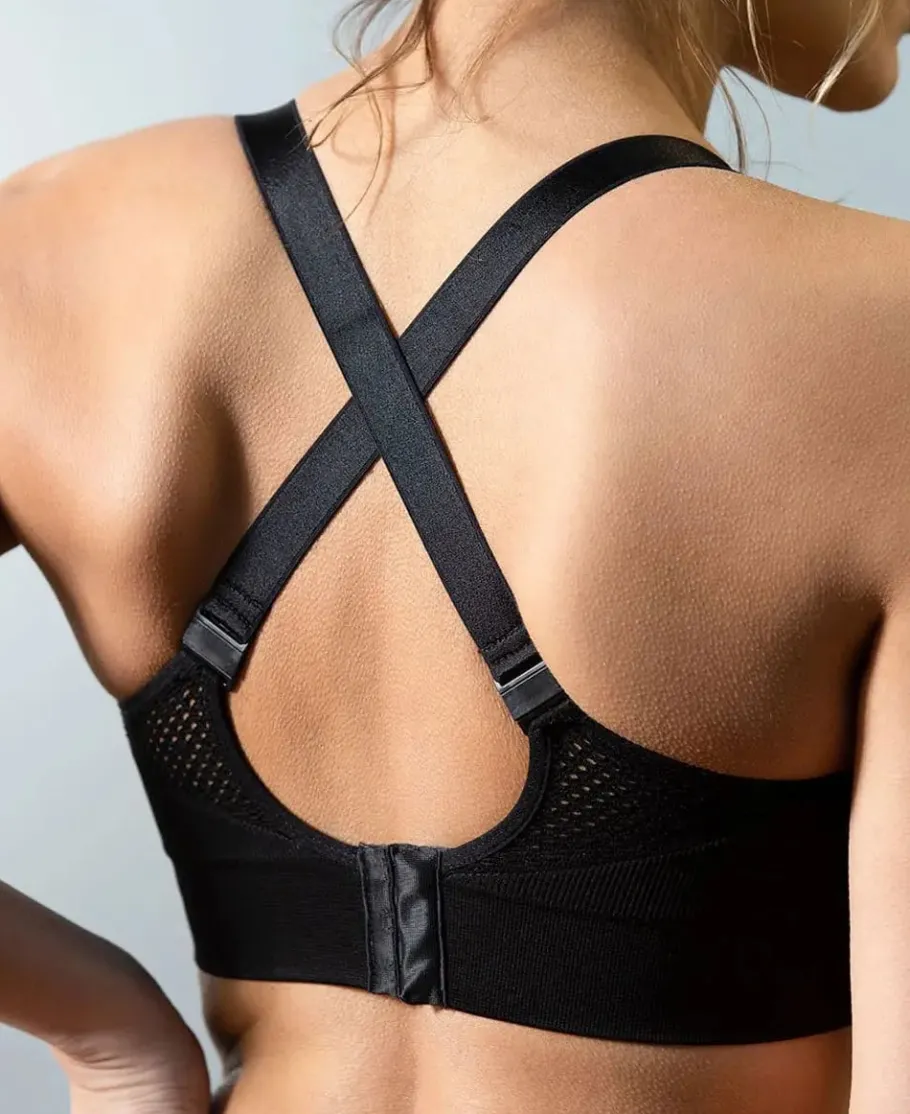 Cache Cœur Sportswear De Maternité | Soutiens-gorge Sans Armatures-Brassière de sport de grossesse et d’allaitement Woma noir