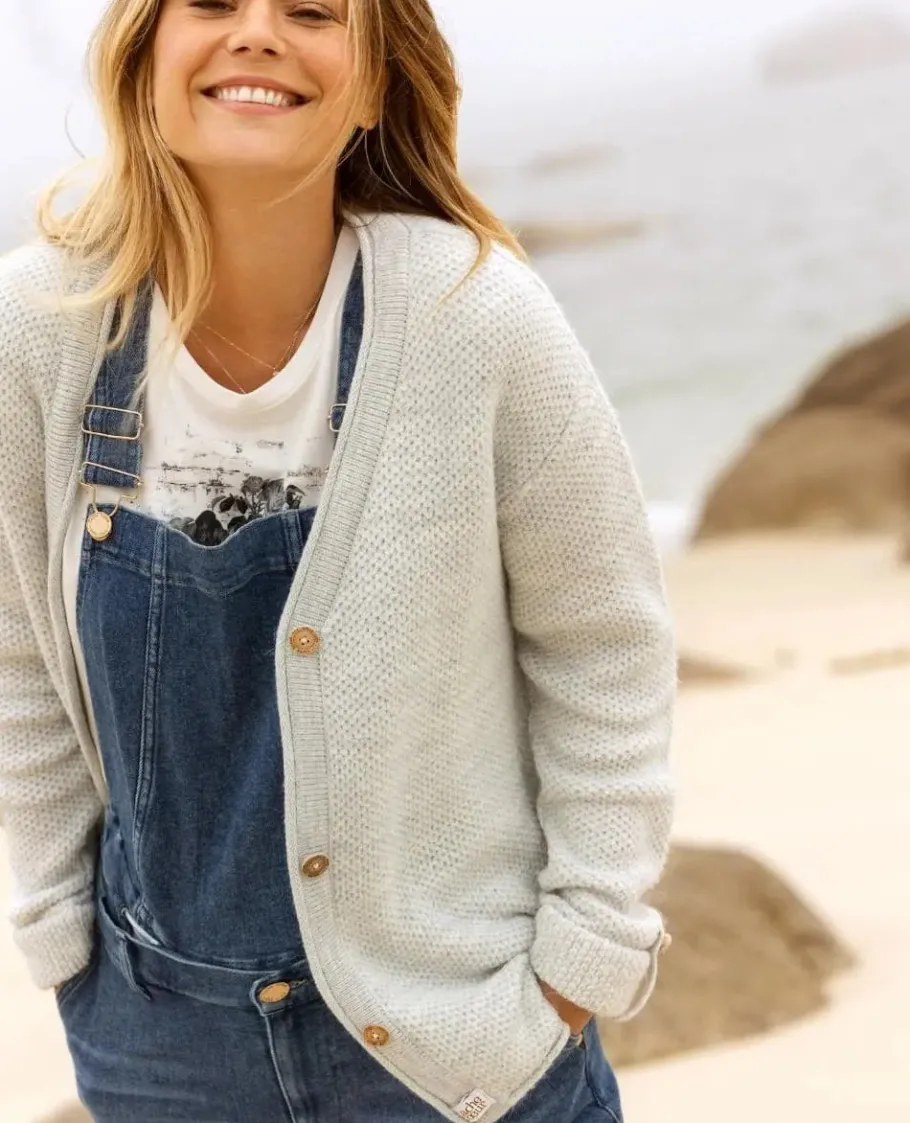 Cache Cœur Pulls D'allaitement | Hauts-Cardigan de grossesse en maille Abelha gris perle