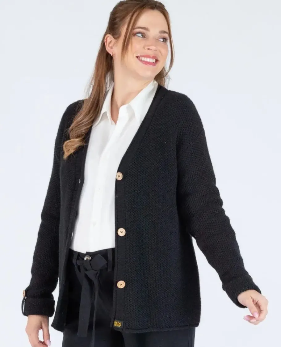 Cache Cœur Pulls D'allaitement | Hauts-Cardigan de grossesse en maille Abelha noir