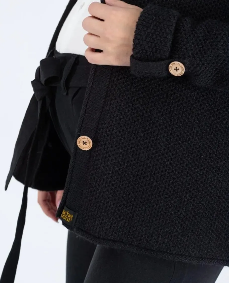 Cache Cœur Pulls D'allaitement | Hauts-Cardigan de grossesse en maille Abelha noir