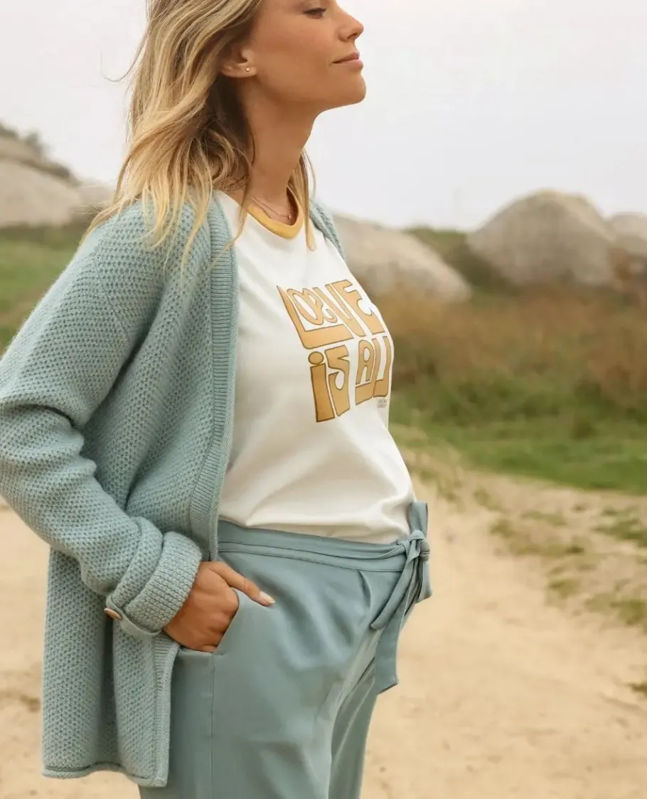 Cache Cœur Pulls D'allaitement | Hauts-Cardigan de grossesse en maille Abelha sauge