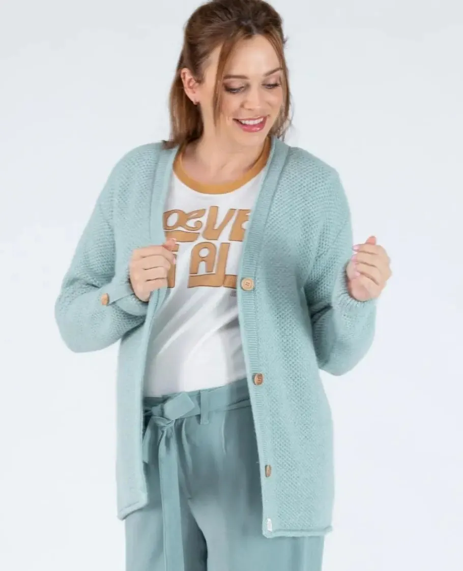 Cache Cœur Pulls D'allaitement | Hauts-Cardigan de grossesse en maille Abelha sauge