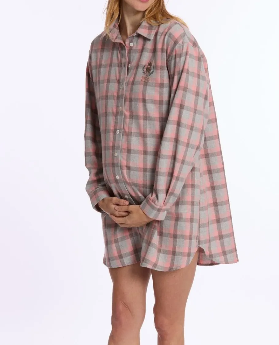 Cache Cœur Homewear | Nuisettes Grossesse-Chemise de nuit de grossesse et d’allaitement Teddy gris