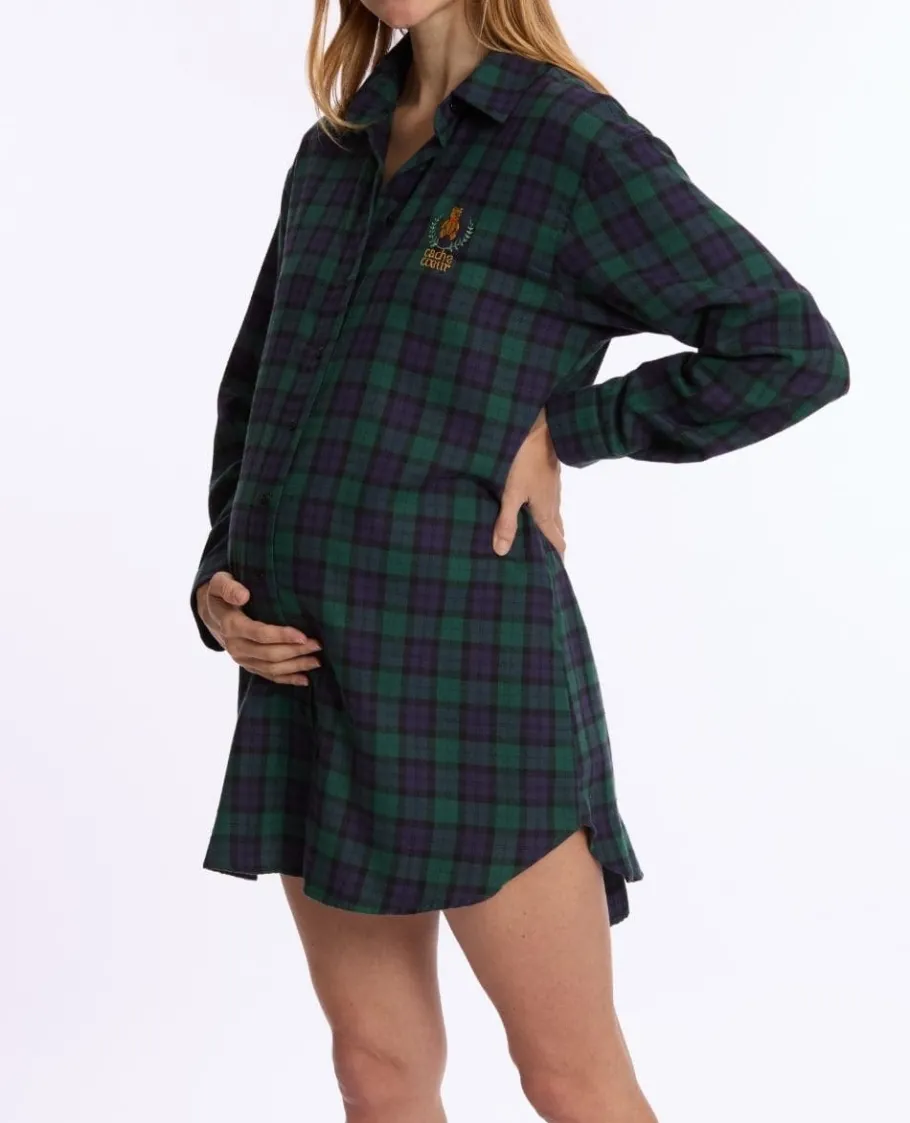 Cache Cœur Homewear | Nuisettes Grossesse-Chemise de nuit de grossesse et d’allaitement Teddy vert