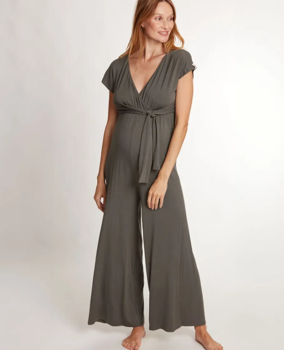 Cache Cœur Homewear | Pyjamas Grossesse-Combinaison de grossesse et d’allaitement Origin kaki