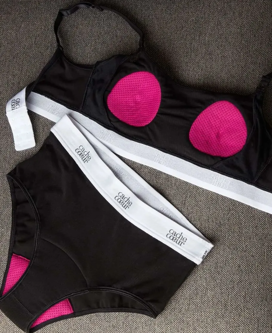 Cache Cœur Coussinets D'allaitement | Coussinets D'allaitement Lavables-Culotte menstruelle ultra absorbante Bodyguard noir