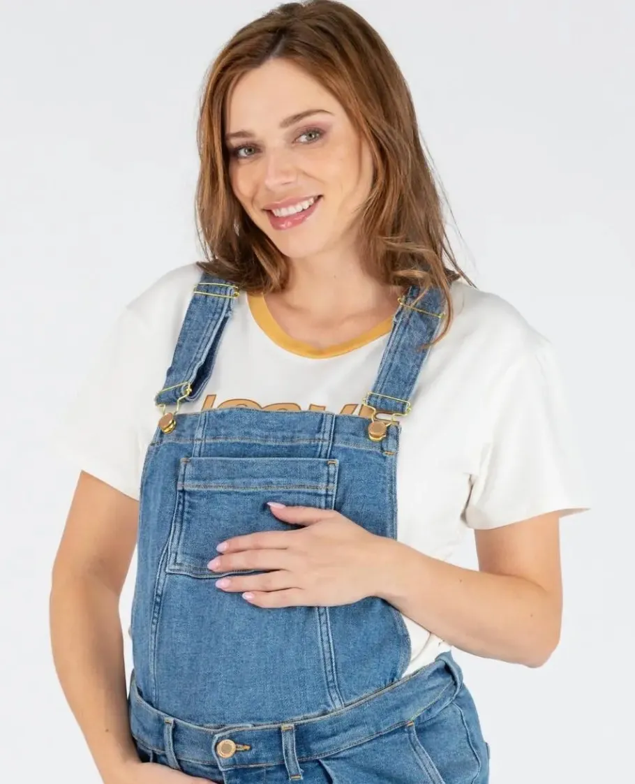 Cache Cœur Jeans-Haut de salopette en jean Charlie mid blue
