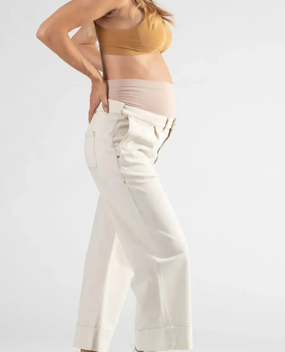Cache Cœur Pantalons, Jupes & Shorts | Jeans-Jean de grossesse cropped wide leg Jill beige