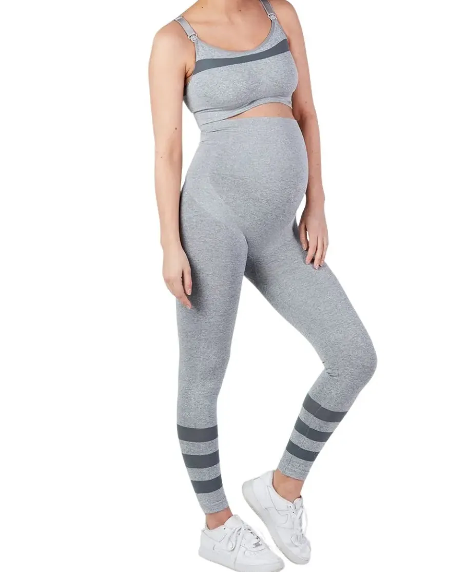 Cache Cœur Sportswear De Maternité | Collants Et Leggings De Grossesse-Legging de sport et de grossesse Woma gris