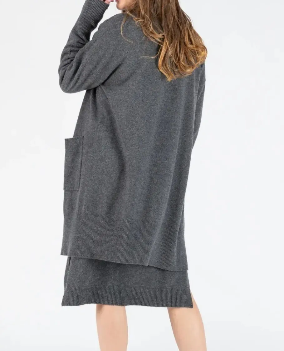 Cache Cœur Pulls D'allaitement | Vestes D'intérieur-Long cardigan de grossesse en cachemire Laurie anthracite