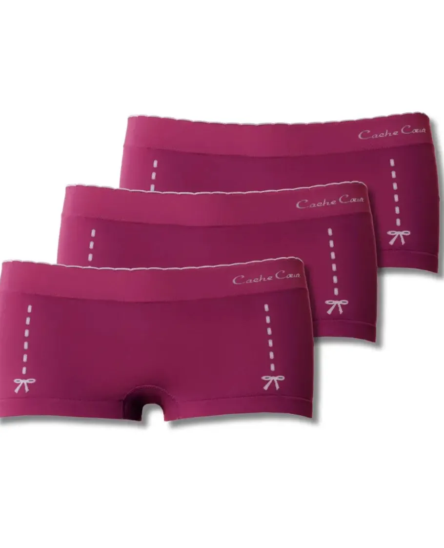 Cache Cœur Bundles / Pack / Lots | Bundles / Pack / Lots-Lot de 3 Shorty de grossesse Illusion cassis