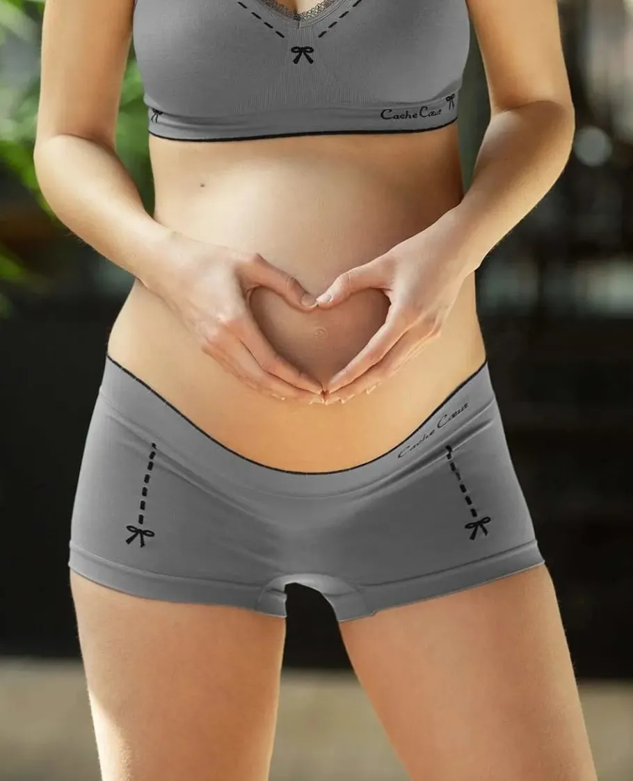 Cache Cœur Bundles / Pack / Lots | Bundles / Pack / Lots-Lot de 3 Shorty de grossesse Illusion gris