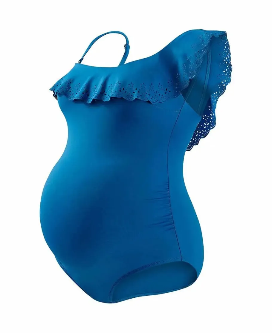 Cache Cœur Maillots De Bain De Grossesse | Maillots De Bain Allaitement-Maillot de bain de grossesse Bloom retro blue