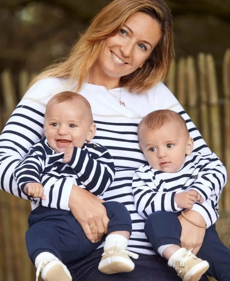Cache Cœur Accessoires Bebe-Marinière BÉBÉ Morgat blanc coton bio - Made in France -