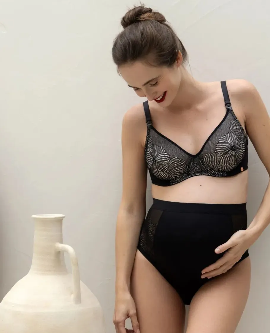 Cache Cœur Culottes De Grossesse | Culottes Et Shortys-Maxi culotte de maternité noir DAHLIA