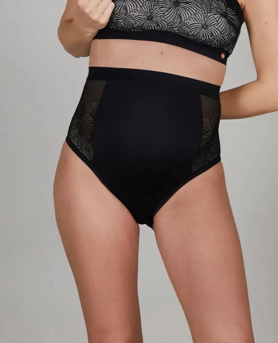 Cache Cœur Culottes De Grossesse | Culottes Et Shortys-Maxi culotte de maternité noir DAHLIA