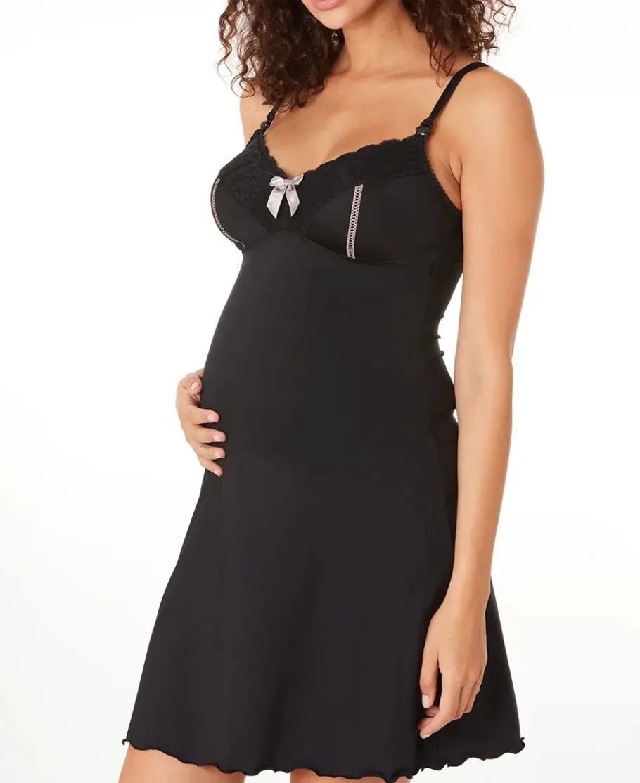 Cache Cœur Pyjamas & Homewear-Nuisette de grossesse et d'allaitement Lisa noir