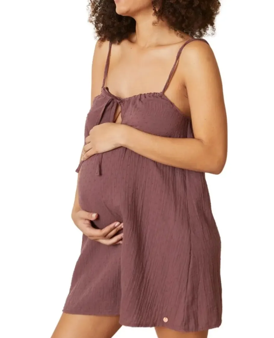 Cache Cœur Homewear | Nuisettes Grossesse-Nuisette de grossesse et d'allaitement Trousseau Prune