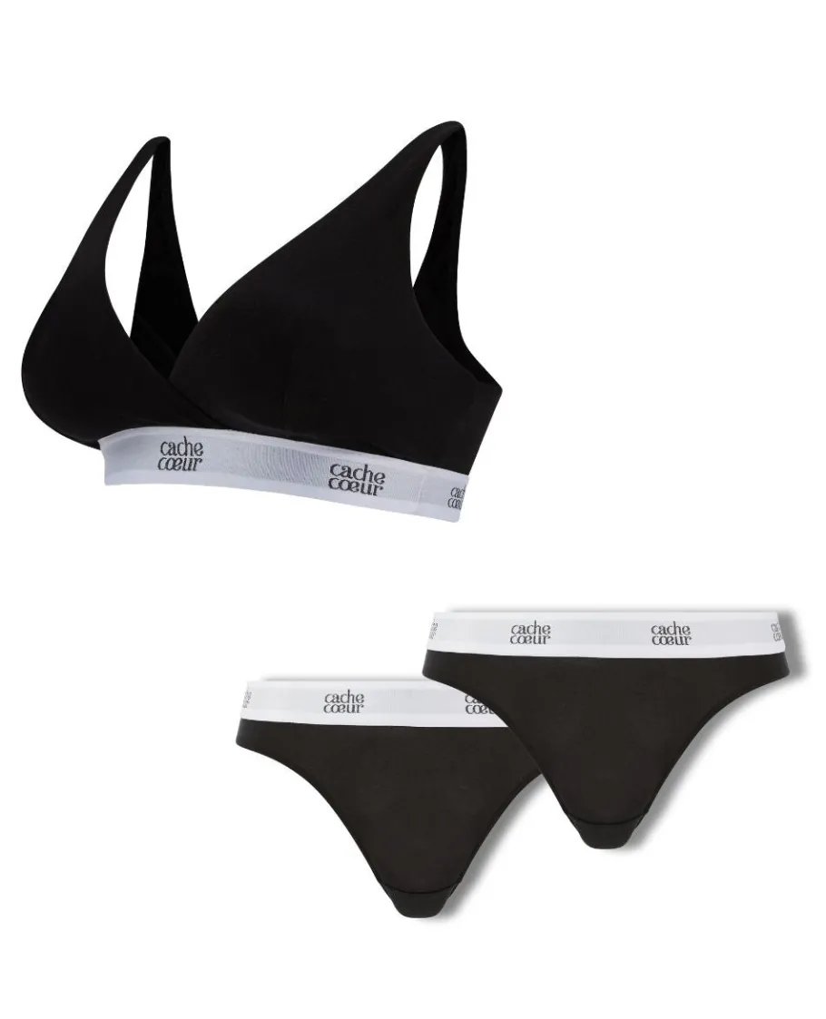 Cache Cœur Bundles / Pack / Lots | Bundles / Pack / Lots-Pack Life : 1 brassière noire et 2 culottes