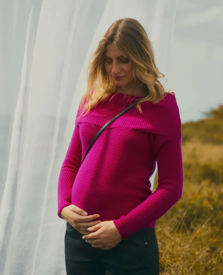 Cache Cœur Pulls D'allaitement | Chemises Et Tops D'allaitement-Pull de grossesse et d’allaitement Kim fushia