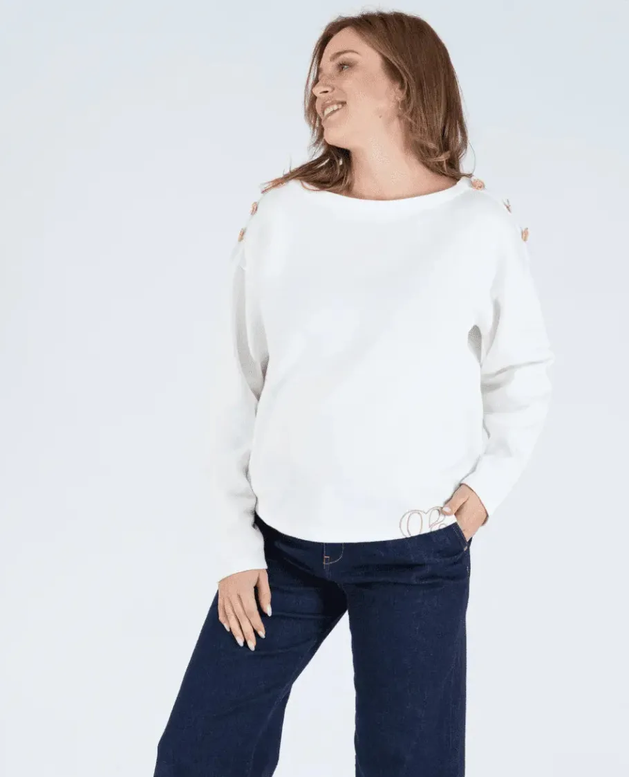 Cache Cœur Pulls D'allaitement | Hauts-Pull marin de grossesse Molene ivoire