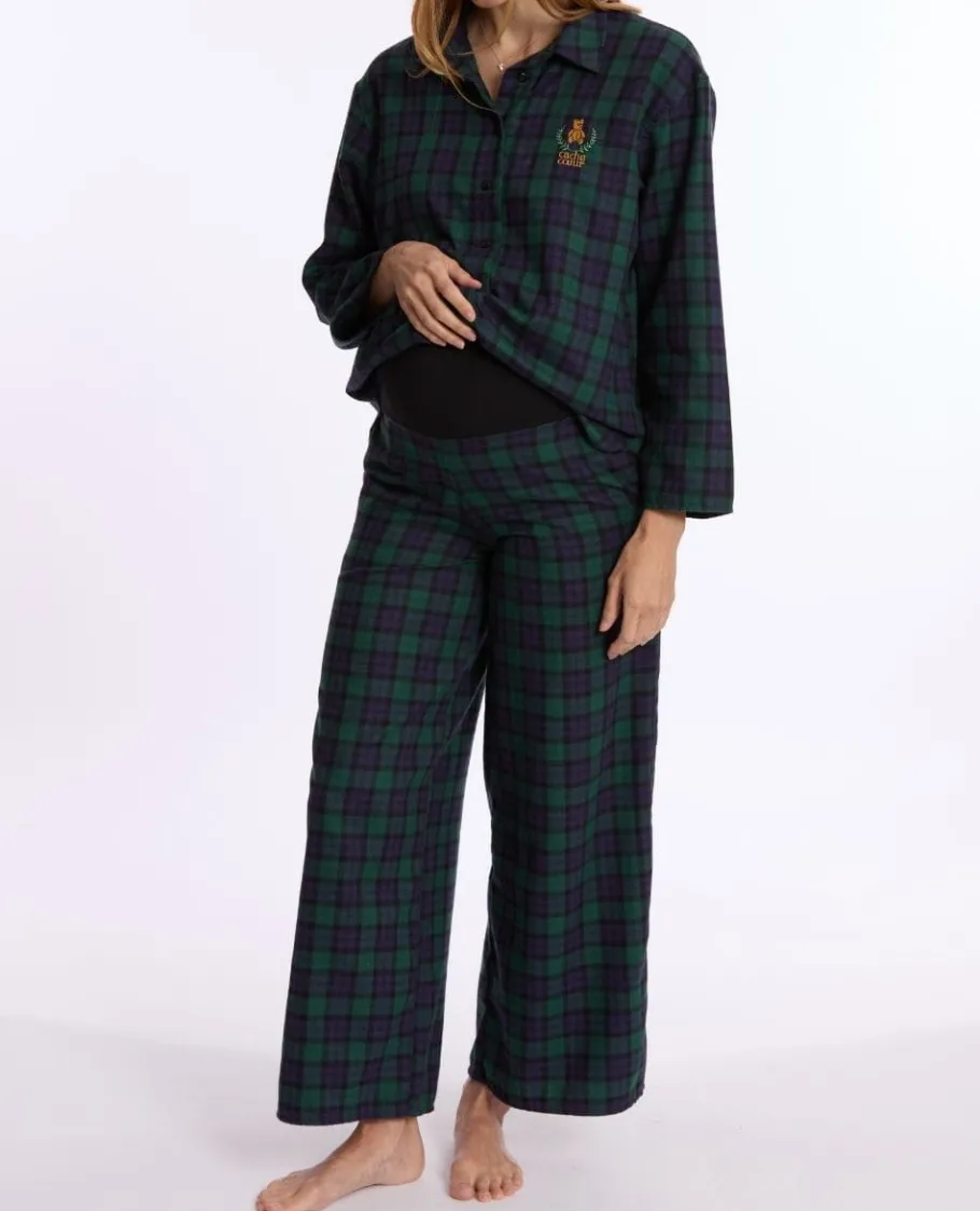 Cache Cœur Homewear | Pyjamas Grossesse-Pyjama de grossesse et d’allaitement Teddy vert