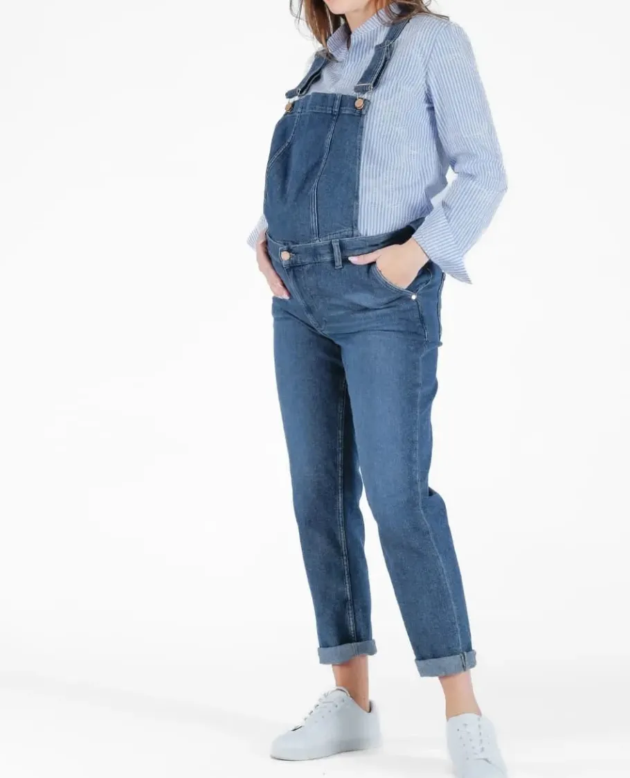 Cache Cœur Pantalons, Jupes & Shorts | Salopettes & Combinaisons-Salopette de grossesse en jean Carrie mid blue used