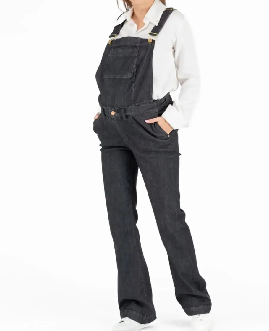 Cache Cœur Pantalons, Jupes & Shorts | Salopettes & Combinaisons-Salopette de grossesse en jean Sabrina noir