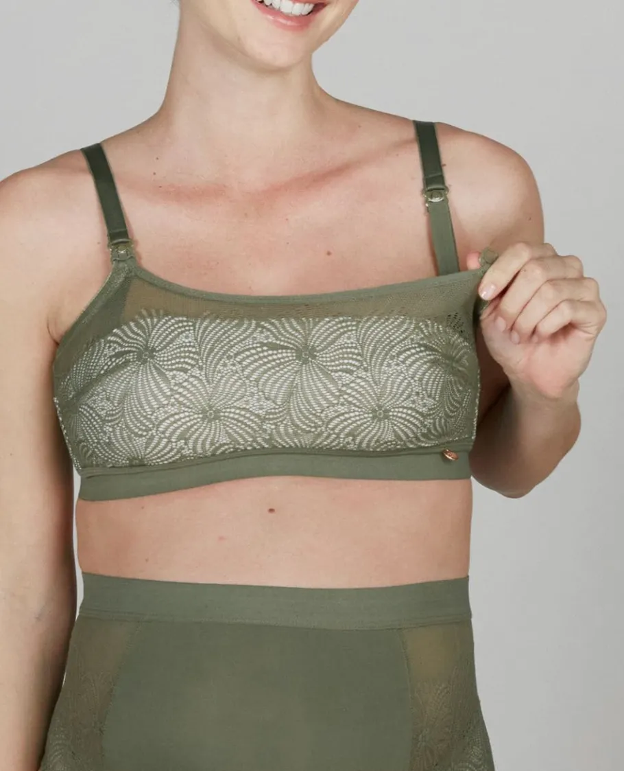 Cache Cœur Soutiens-gorge Sans Armatures | Soutiens-gorge Sans Armatures-Soutien-gorge de grossesse et d’allaitement sans armature kaki DAHLIA