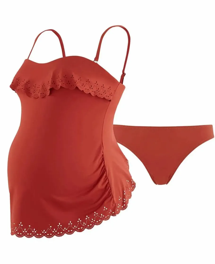 Cache Cœur Maillots De Bain De Grossesse | Maillots De Bain Allaitement-Tankini de grossesse Bloom cuivre