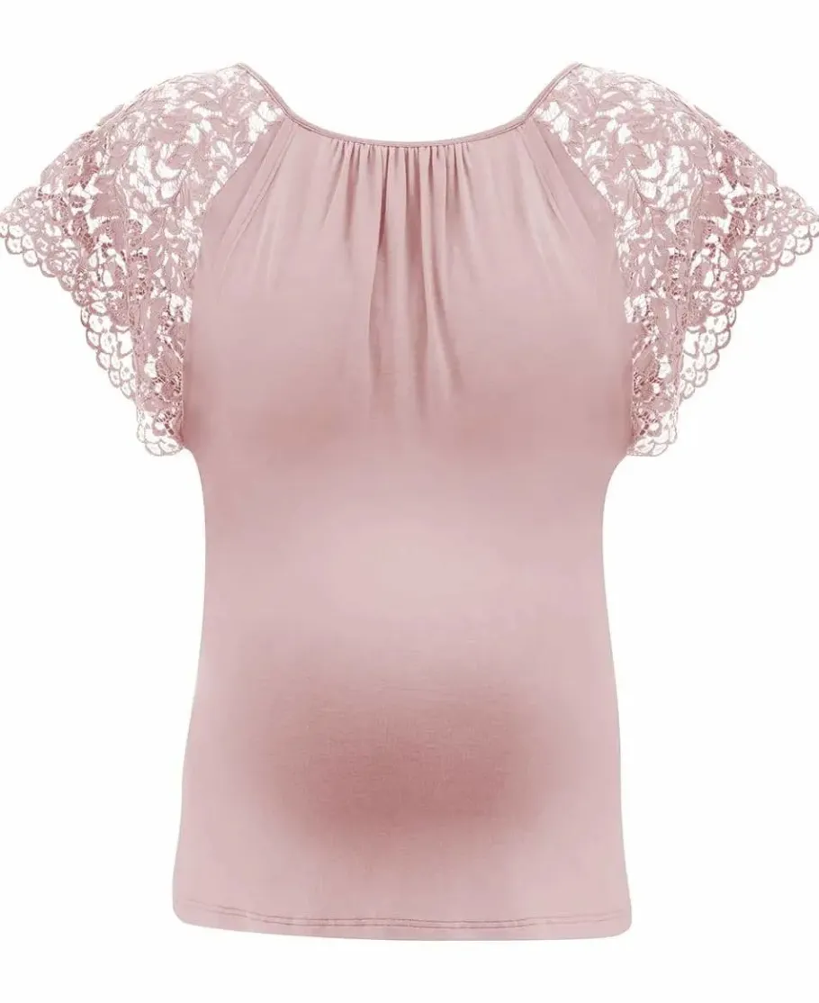 Cache Cœur Homewear | Chemises Et Tops D'allaitement-T-shirt de grossesse et d’allaitement Sofia pétale