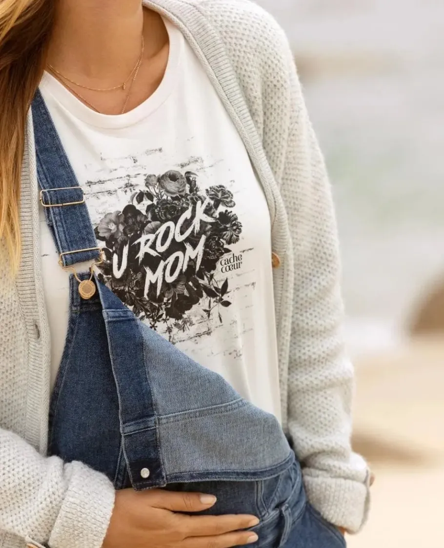 Cache Cœur Chemises Et Tops D'allaitement | Hauts-T-shirt de grossesse Rock noir