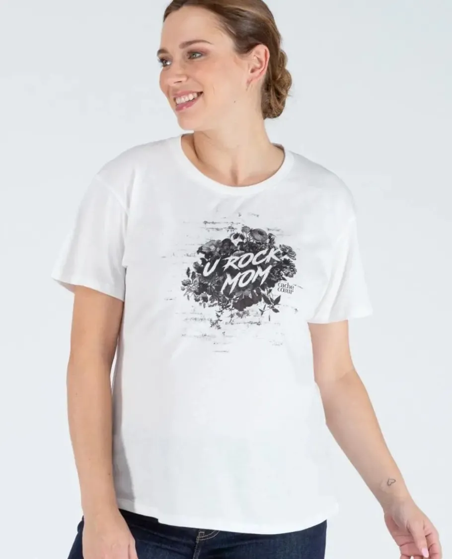 Cache Cœur Chemises Et Tops D'allaitement | Hauts-T-shirt de grossesse Rock noir