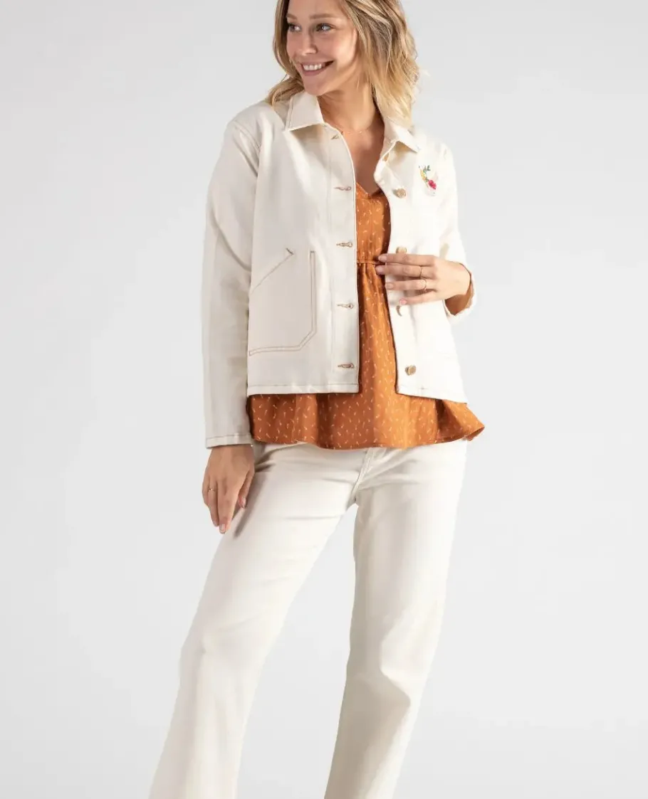 Cache Cœur Hauts-Veste Jean de maternité Romy beige